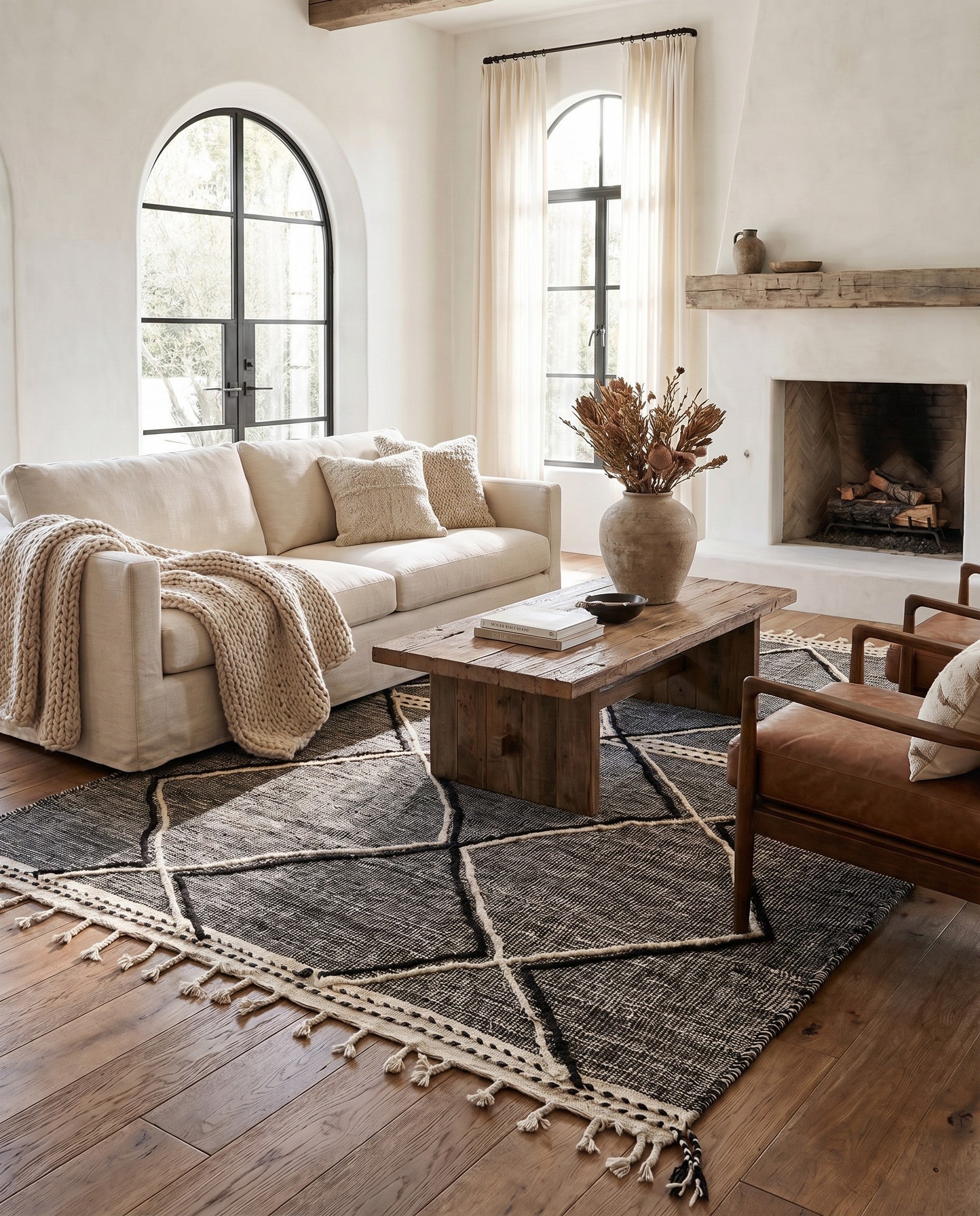 6' 1 x 9' 5 Hand Knotted Moroccan Wool Rug