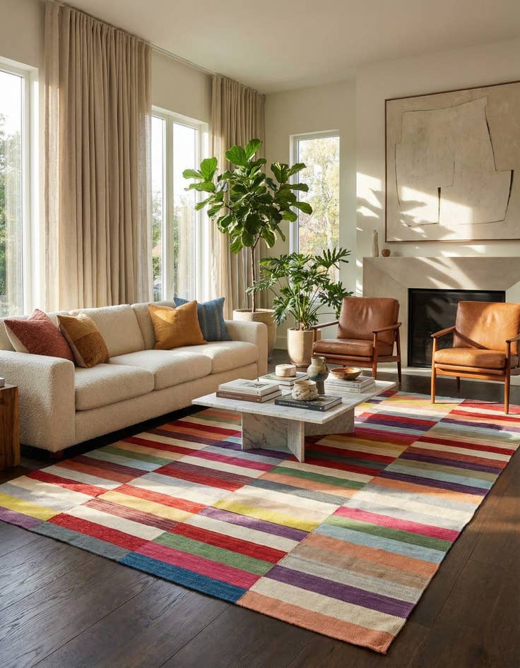 Detail image of  8' 7 x 11' 5  Hand Woven Kilim Modern Wool Rug