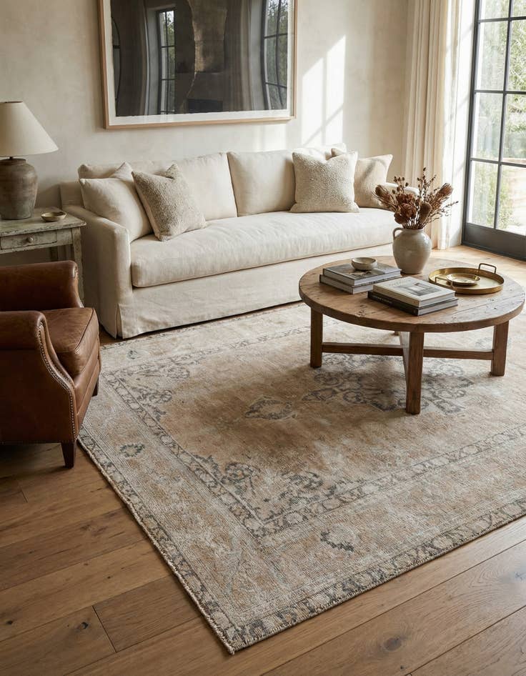 Detail image of 6' 6 x 9' 7  Hand Knotted Ultra Vintage Persian Wool Rug