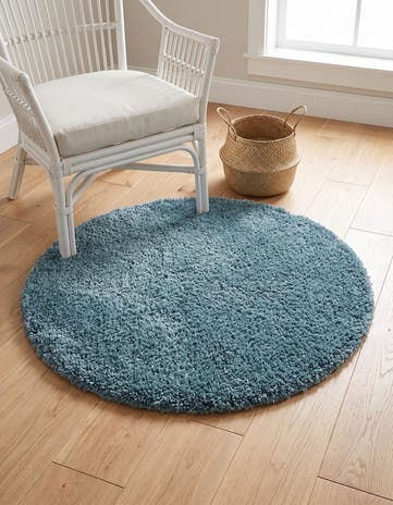 3' x 3' Solid Shag Round Rug