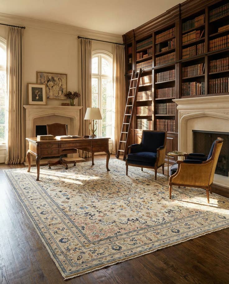 Detail image of 9' 4 x 12' 9 Hand Knotted Isfahan Persian Wool Rug