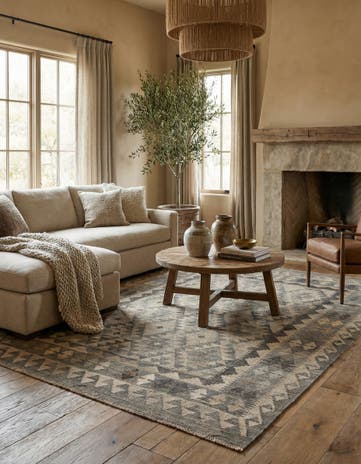 5' x 6' 7 Hand Woven Kilim Maymana Wool Rug