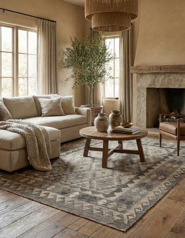 5' x 6' 7 Hand Woven Kilim Maymana Wool Rug