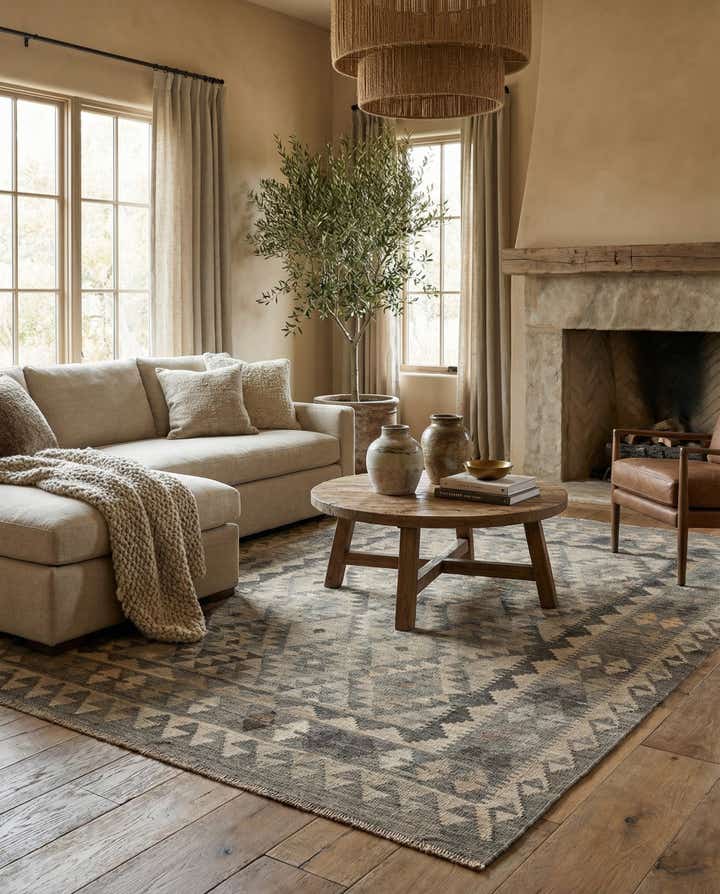 5' x 6' 7 Hand Woven Kilim Maymana Wool Rug