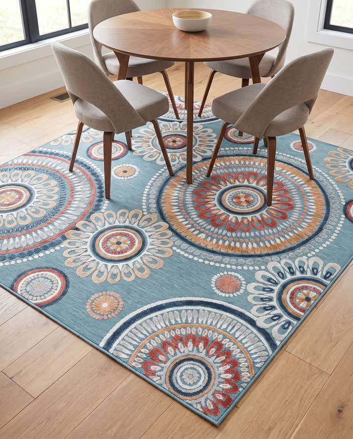8' 2 x 8' 2 Easy-Clean Botanical Indoor / Outdoor Square Rug