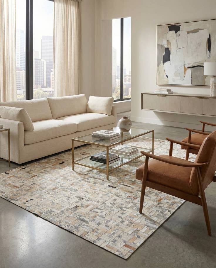 Detail image of 4' 11 x 8' 1 Cowhide Stocks Rug