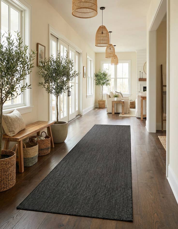 Detail image of 4' 6 x 15' 10  Washable Solid Indoor / Outdoor Runner Rug