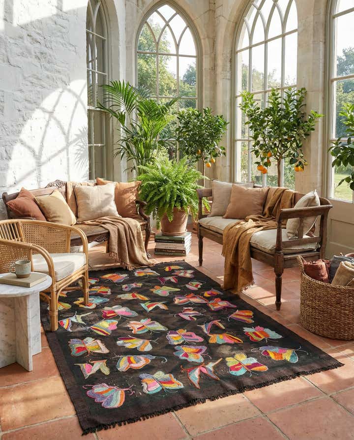 4' 4 x 6' 5 Hand Woven Kilim Suzani Wool Rug