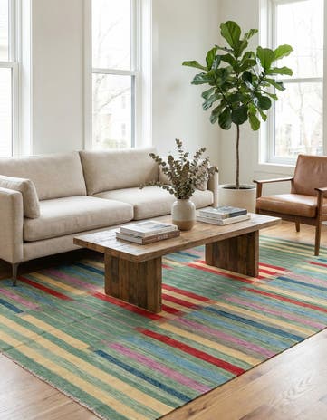 6' 9 x 9' 10 Hand Woven Kilim Modern Wool Rug