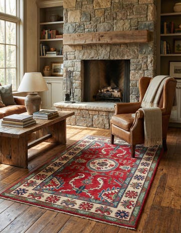 4' x 6' 1 Hand Knotted Kazak Rug
