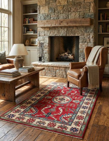 4' x 6' 1 Hand Knotted Kazak Rug