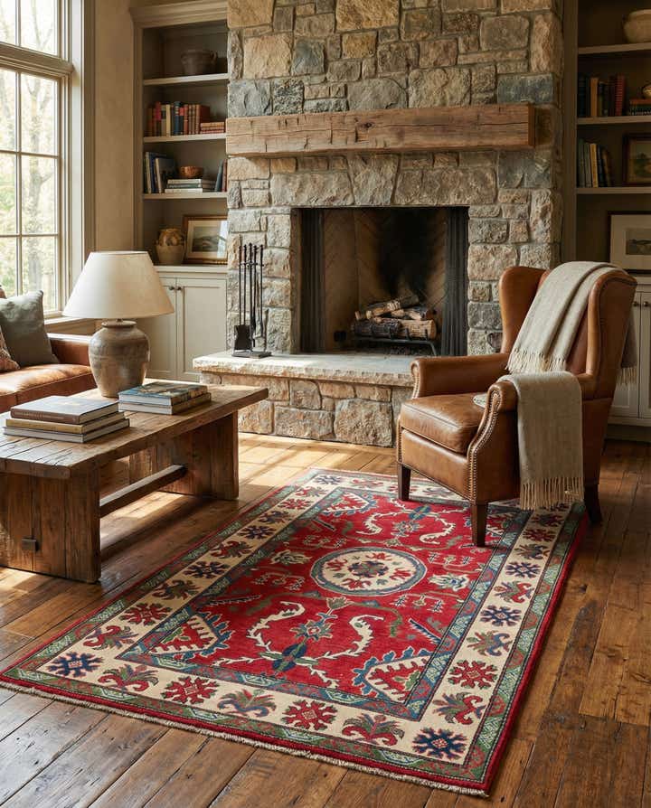 4' x 6' 1 Hand Knotted Kazak Rug