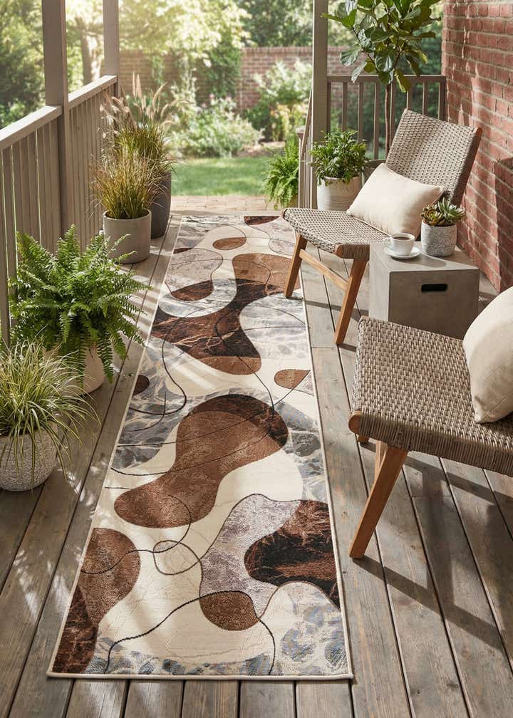 2' 7 x 12' Easy-Clean Modern Indoor / Outdoor Runner Rug