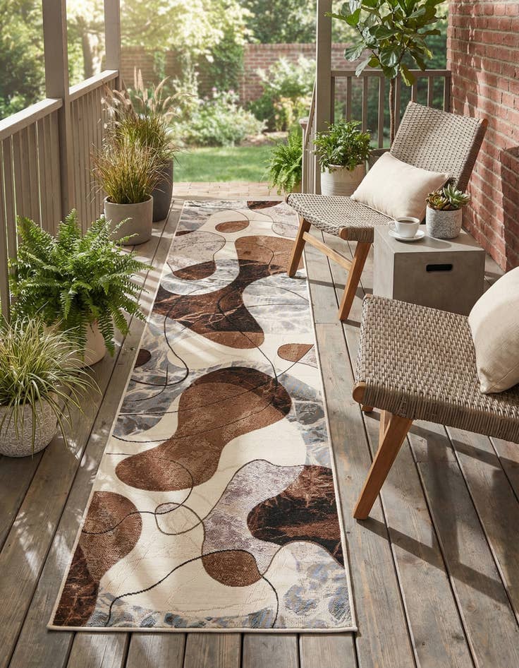 Detail image of 2' 7 x 12' Easy-Clean Modern Indoor / Outdoor Runner Rug