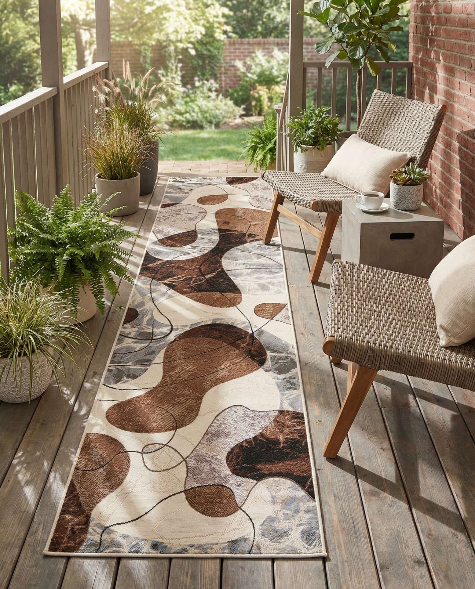 2' 7 x 12' Easy-Clean Modern Indoor / Outdoor Runner Rug