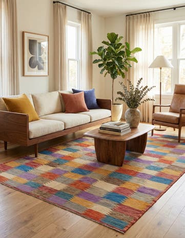 6' 7 x 9' 8 Hand Woven Kilim Modern Wool Rug