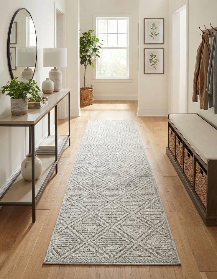 Detail image of  2' 7 x 12'  Washable Lattice Indoor / Outdoor Runner Rug