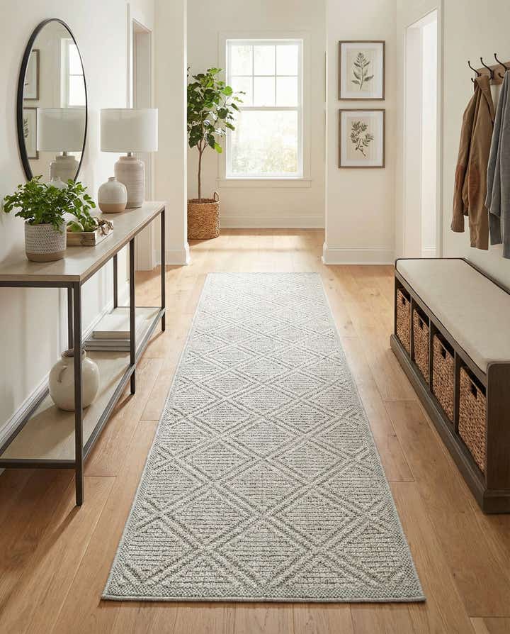 2' 7 x 12' Easy-Clean Lattice Indoor / Outdoor Runner Rug