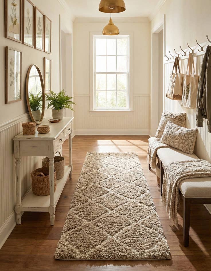 Detail image of 3' 3 x 16' 5 Trellis Shag Runner Rug