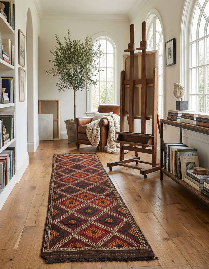 Detail image of 2' 5 x 10'  Hand Knotted Kilim Fars Persian Wool Runner Rug