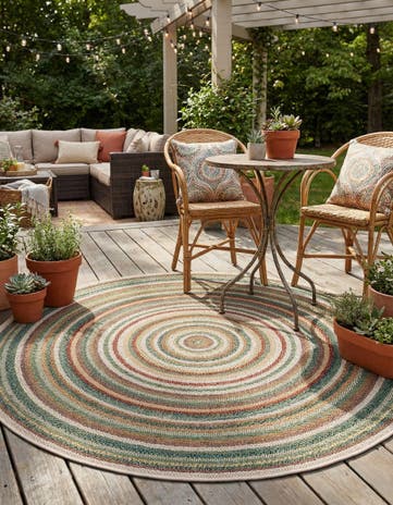 5' 3 x 5' 3 Easy-Clean Baja Indoor / Outdoor Round Rug