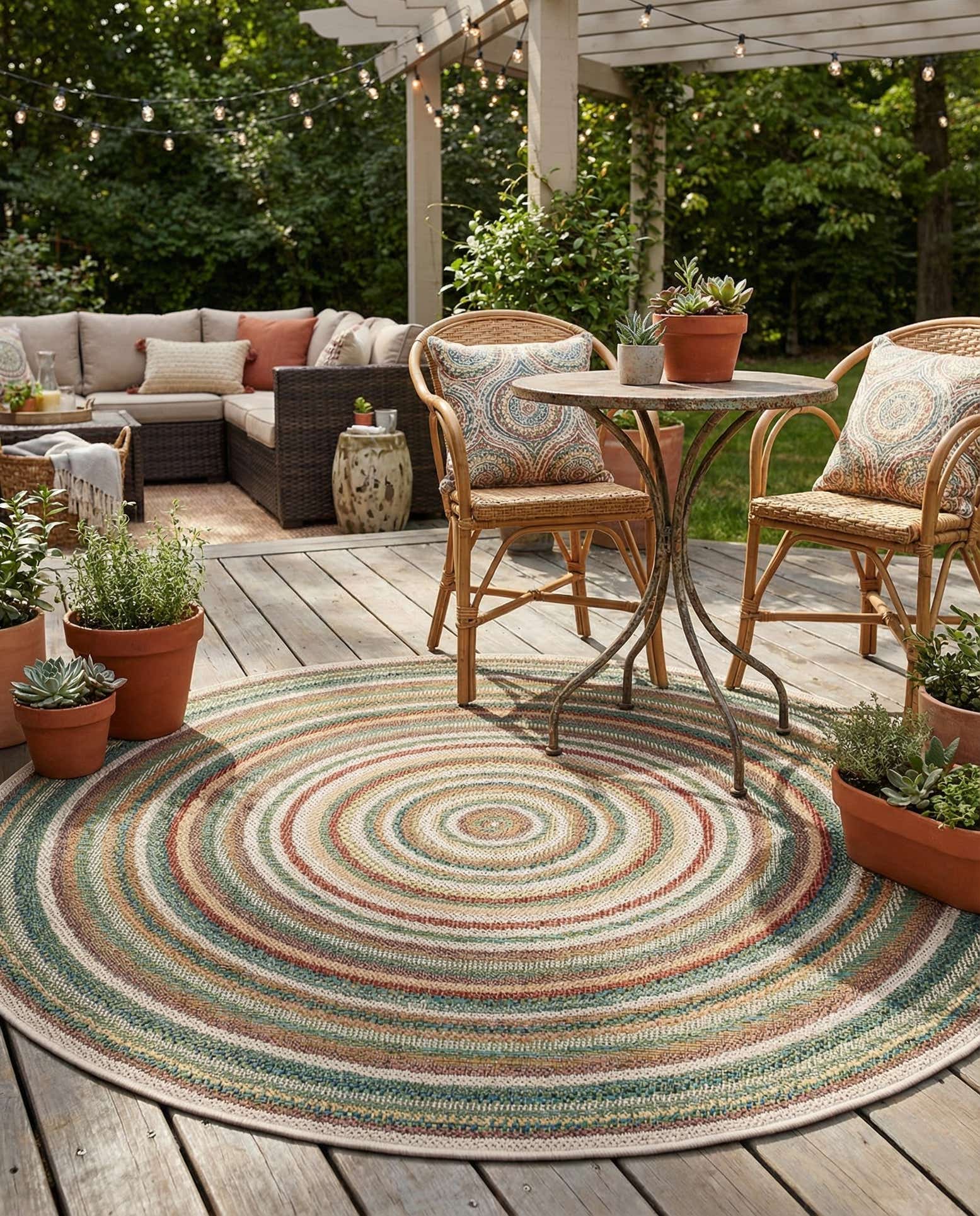 5' 3 x 5' 3 Easy-Clean Baja Indoor / Outdoor Round Rug