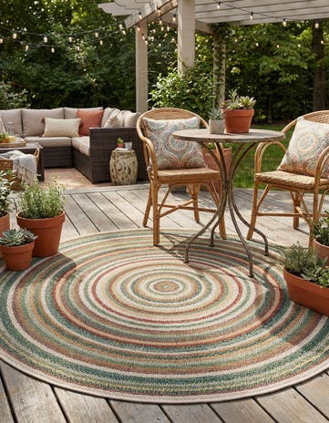 5' 3 x 5' 3 Easy-Clean Baja Indoor / Outdoor Round Rug