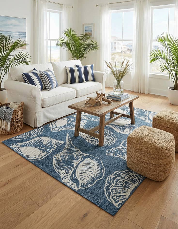 Detail image of  6' x 9'  Washable Coastal Indoor / Outdoor Rug