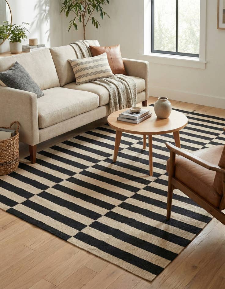 Detail image of 4' 2 x 6' Hand Woven Kilim Modern Wool Rug