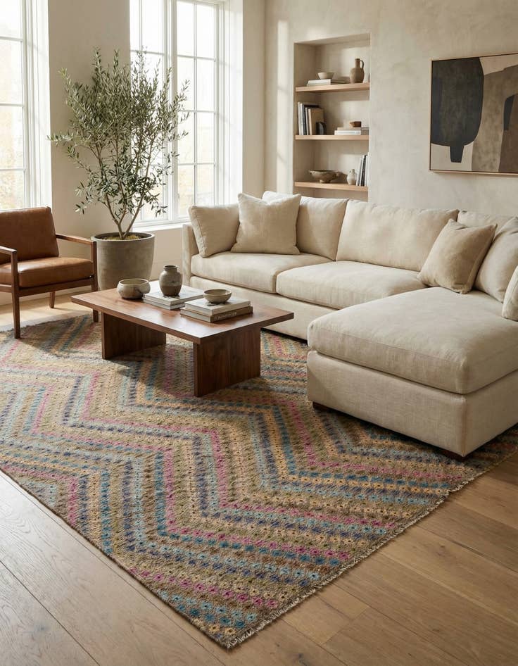 Detail image of  10' 8 x 13' 1  Hand Woven Kilim Modern Wool Rug