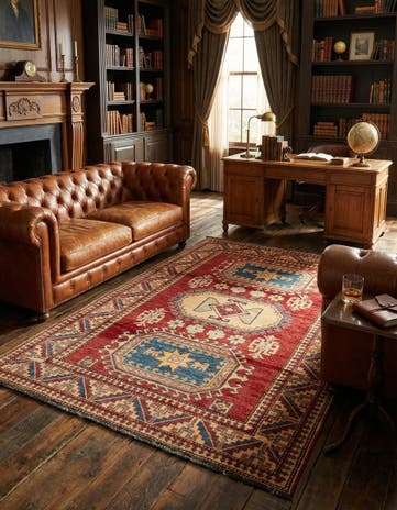 4' 4 x 6' 6 Hand Knotted Kazak Wool Rug