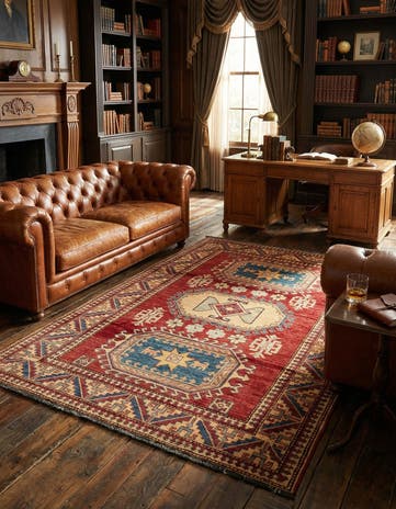 4' 4 x 6' 6 Hand Knotted Kazak Wool Rug