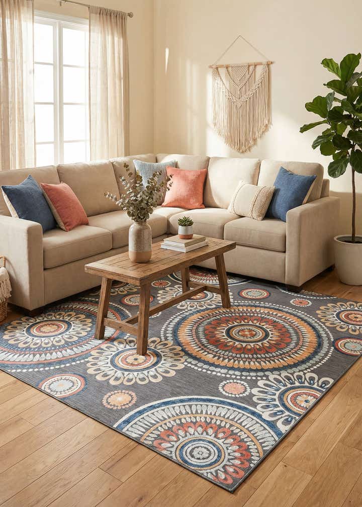 8' 2 x 8' 2 Easy-Clean Botanical Indoor / Outdoor Square Rug