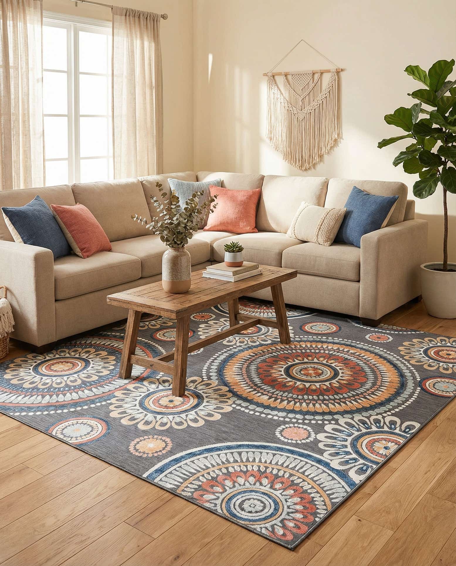 8' 2 x 8' 2 Easy-Clean Botanical Indoor / Outdoor Square Rug