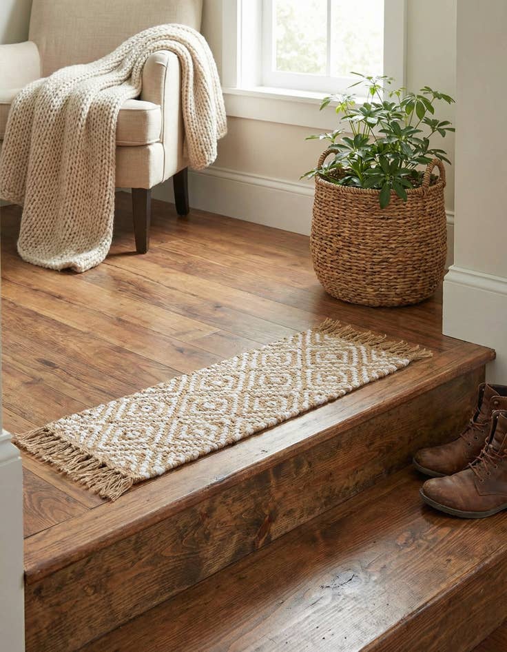 Detail image of  0' 9 x 2' 6  Hand Woven Braided Jute Stair Rug
