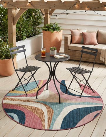 Easy-Clean Modern Indoor / Outdoor Round Rug