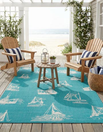 5' 3 x 8' Easy-Clean Coastal Indoor / Outdoor Rug