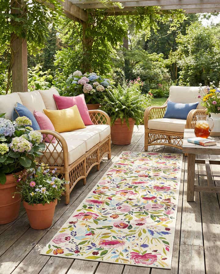 2' 7 x 10' Easy-Clean Botanical Indoor / Outdoor Runner Rug