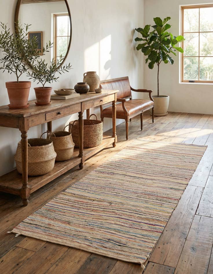 Detail image of 4' 6 x 8' 5  Hand Knotted Moroccan Wool Runner Rug