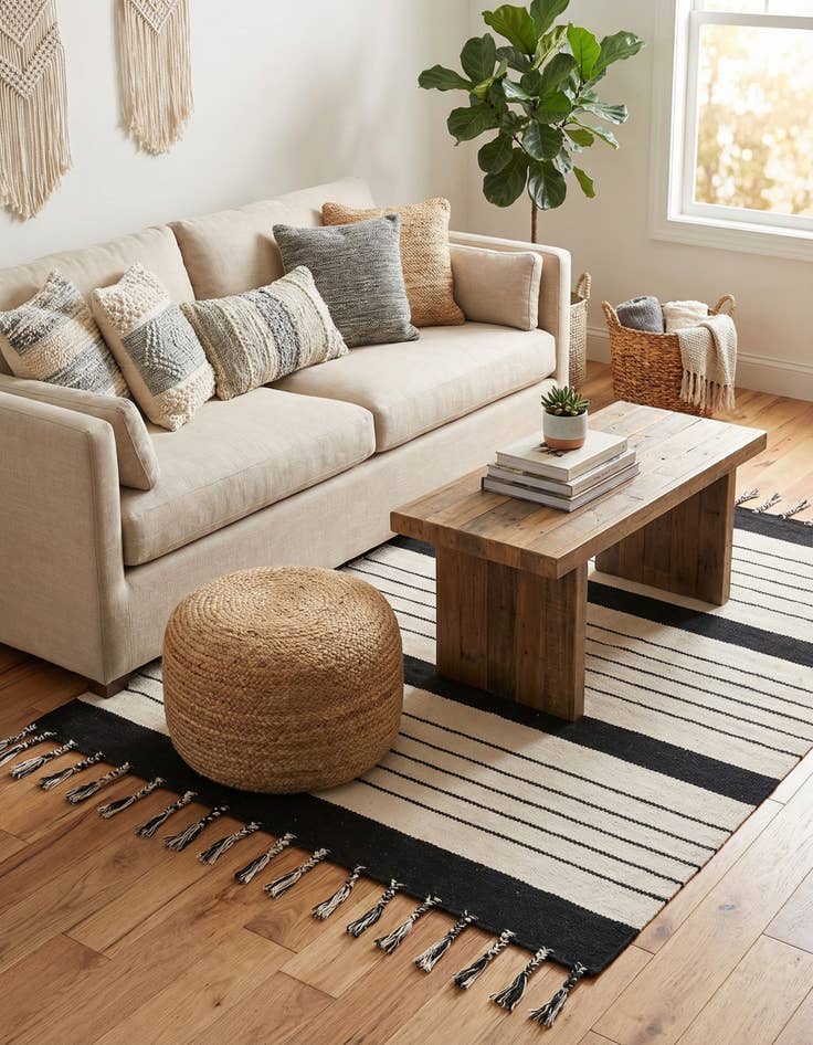 Detail image of  4' 1 x 6' 1  Hand Woven Chindi Cotton Rug