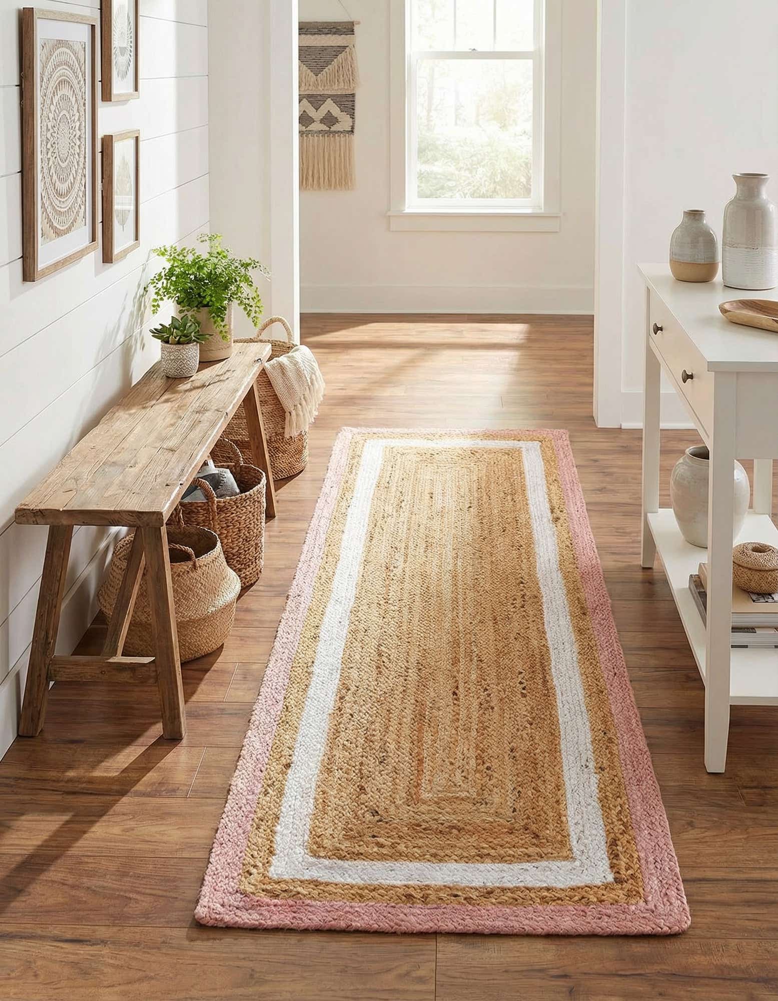 2' x 6' 1 Handmade Braided Jute Runner Rug