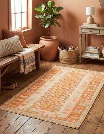 2' 8 x 4' Hand Woven Kilim Waziri Wool Rug