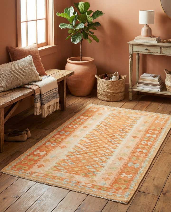 2' 8 x 4' Hand Woven Kilim Waziri Wool Rug