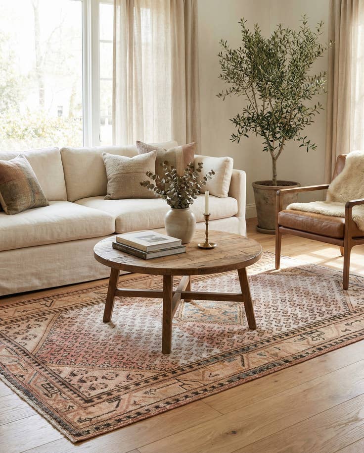 Detail image of 4' 7 x 7' Hand Knotted Ultra Vintage Persian Wool Rug