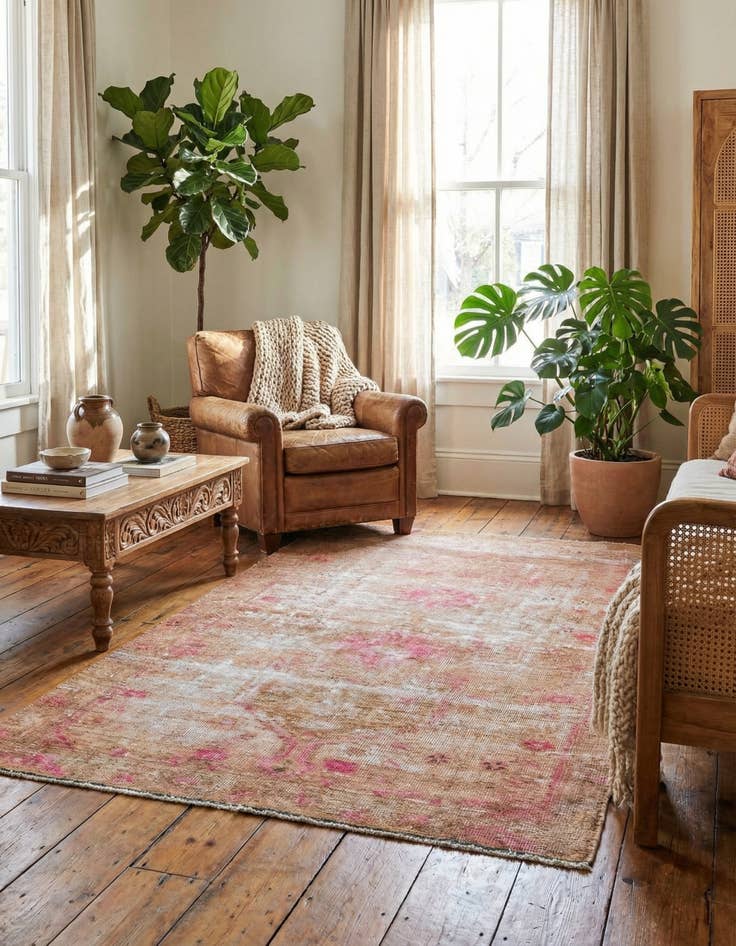 Detail image of 4' 4 x 6' 8  Hand Knotted Ultra Vintage Persian Wool Rug