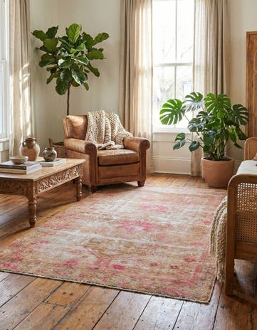 4' 4 x 6' 8 Hand Knotted Ultra Vintage Persian Wool Rug