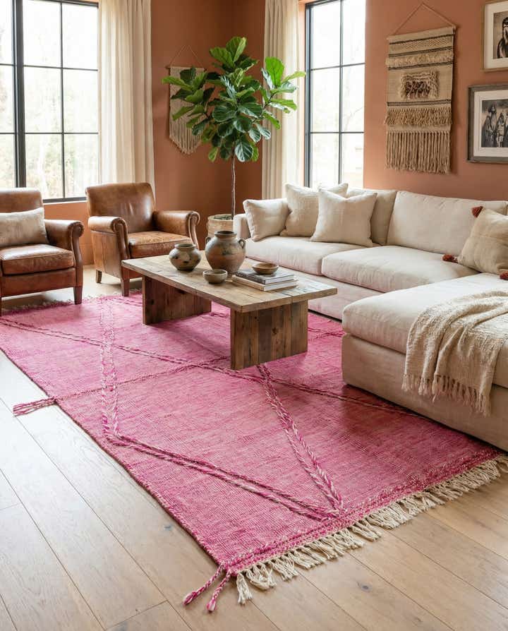 6' 9 x 10' Hand Knotted Moroccan Wool Rug