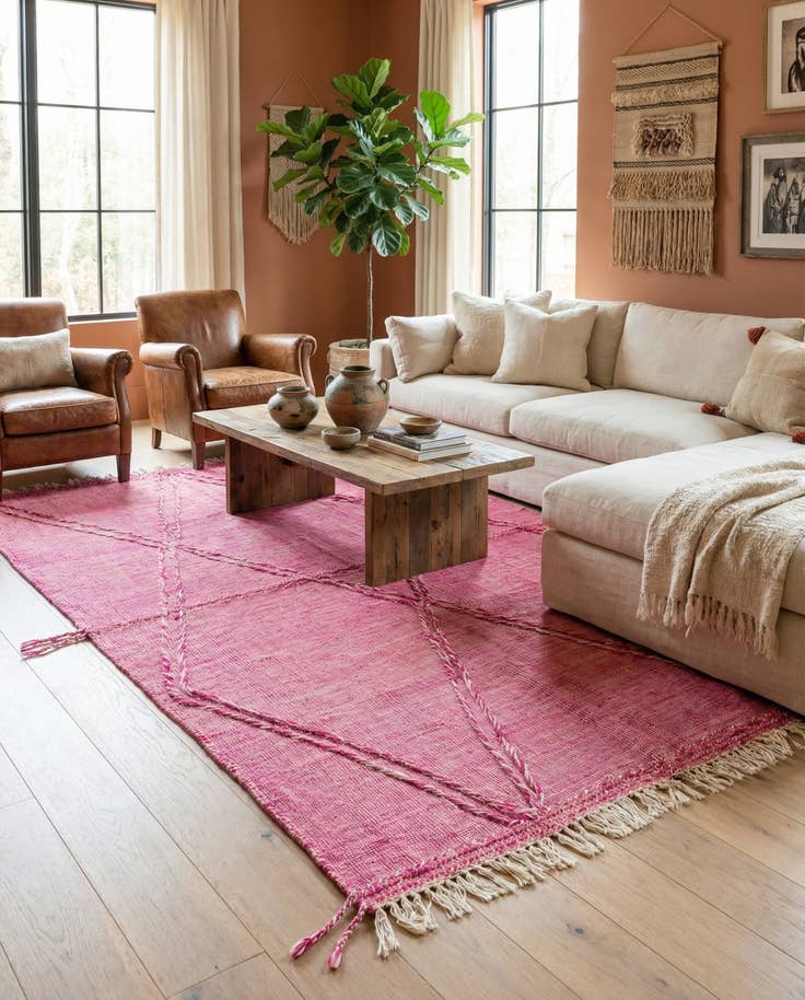 Detail image of 6' 9 x 10' Hand Knotted Moroccan Wool Rug