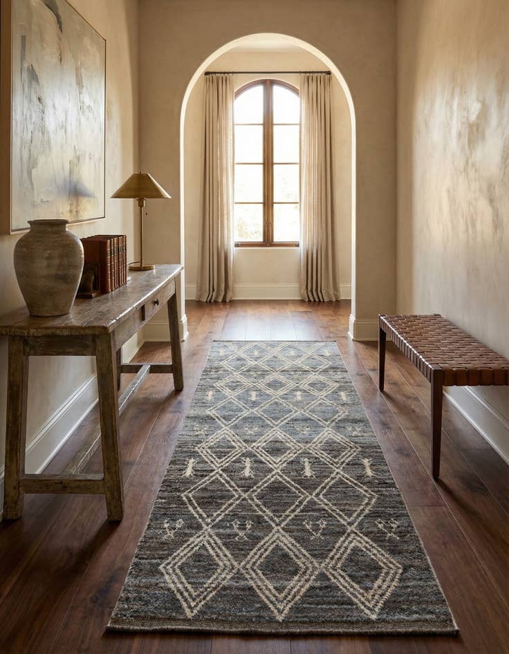 Detail image of 3' 3 x 9' 4  Hand Knotted Moroccan Wool Runner Rug