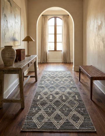 3' 3 x 9' 4 Hand Knotted Moroccan Wool Runner Rug
